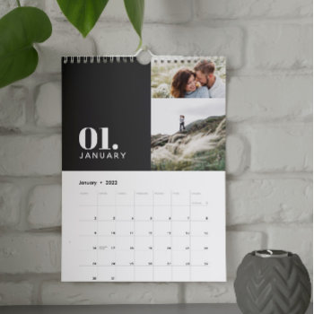 Modern Minimal Grey Multi Photo Family Calendar by COFFEE_AND_PAPER_CO at Zazzle