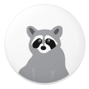Modern Minimal Grey Raccoon Ceramic Pull Knob