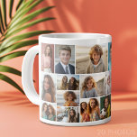 Modern Minimal Grid - 20 Photo Collage Giant Coffee Mug<br><div class="desc">Photo college and simple text blocks for your type.  A modern with the photo grid makes this a modern and minimal design. A unique way to capture memories and share them with friends and family at your celebration.</div>
