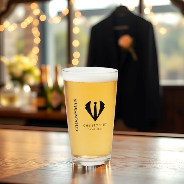 Modern Minimal Groomsman Name Wedding Party Gift Glass (Creator Uploaded)