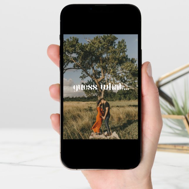 Modern Minimal 'Guess What' 2 Photo Pregnancy Announcement (Front Digital)