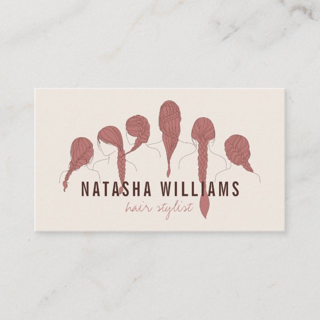 Modern minimal hair style illustration lineart business card (Front)