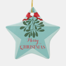 Modern minimal hand drawn leaves red bow christmas