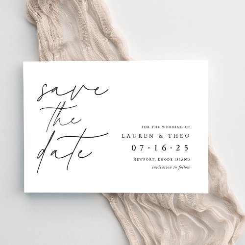 Modern Minimal Hand Lettered Script Save The Date