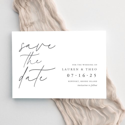 Modern Minimal Hand Lettered Script Save The Date
