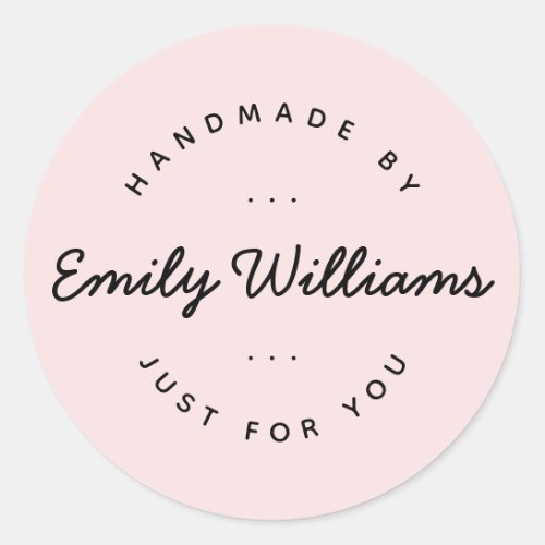 Modern Minimal Handmade By Script Business  Classic Round Sticker