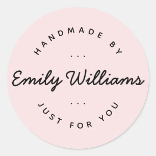 Modern Minimal Handmade By Script Business Classic Round Sticker