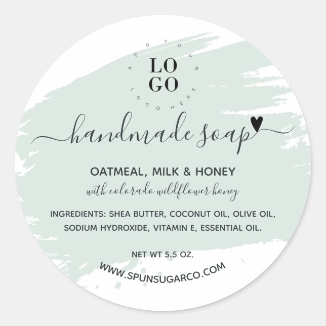 Modern Minimal Handmade Homemade Soap Classic Round Sticker (Front)