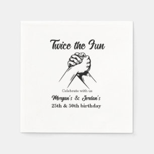 Modern Minimal Hands Grey Joint Birthday Napkins
