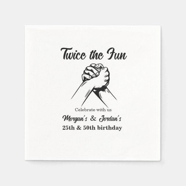 Modern Minimal Hands Grey Joint Birthday Napkins (Front)