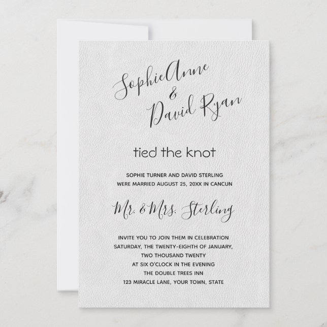 Modern Minimal Handwriting Post Wedding Invitation (Front)