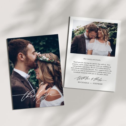 Modern Minimal Handwritten Script 2_Photo Wedding Thank You Card