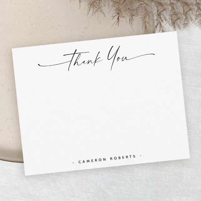 Modern minimal handwritten script blank thank you note card | Zazzle