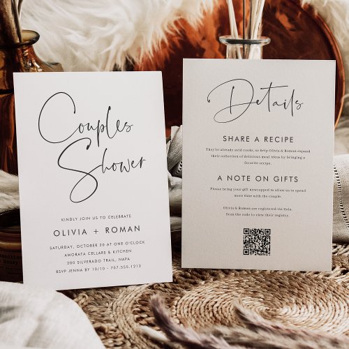 Modern Minimal Handwritten Script Couples Shower I Invitation