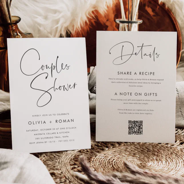 Modern Minimal Handwritten Script Couples Shower I Invitation | Zazzle