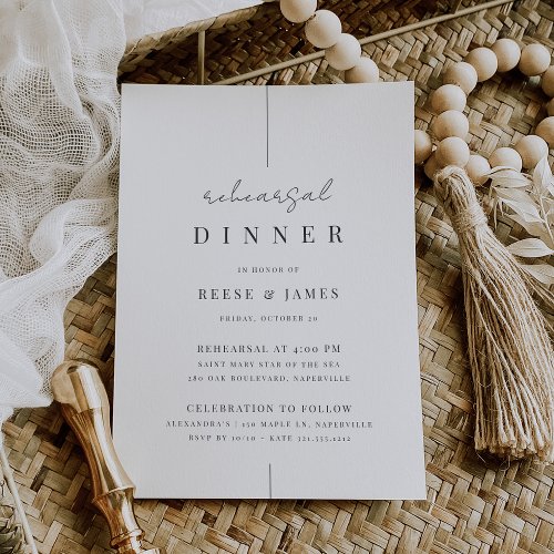 Modern Minimal Handwritten Script Rehearsal Dinner Invitation