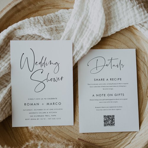 Modern Minimal Handwritten Script Wedding Shower Invitation