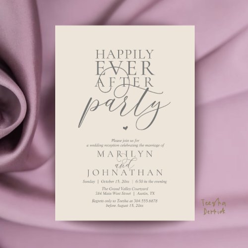Modern Minimal Happily Ever After Party Reception Invitation