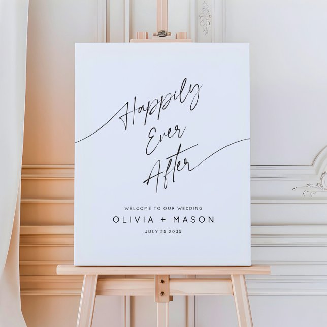 Modern Minimal Happily Ever After Wedding Welcome Foam Board (Creator Uploaded)