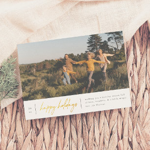 Modern Minimal Happy Holidays Christmas Foil Holiday Card