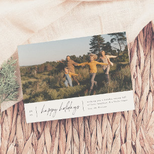 Modern Minimal Happy Holidays Christmas Holiday Card