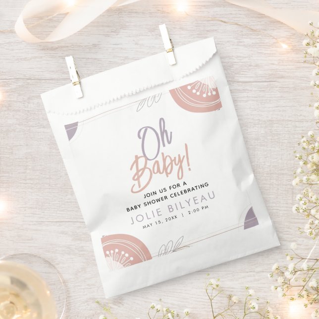 Modern Minimal Heart Boho Baby Shower  Favor Bag (Clipped)