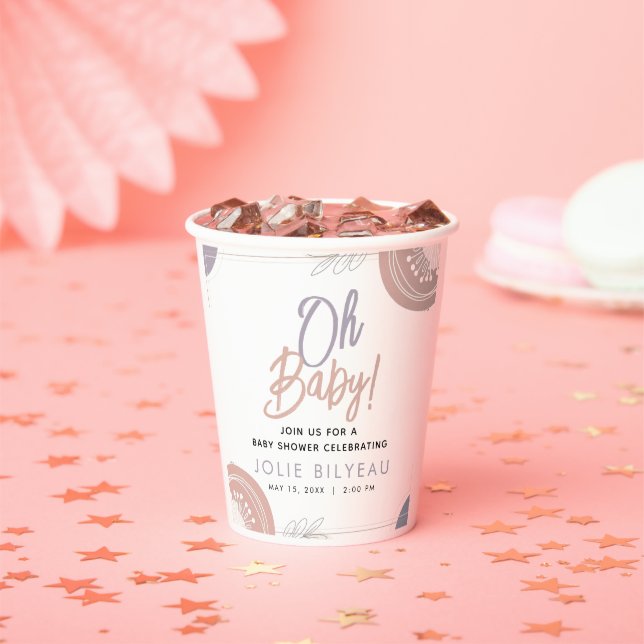 Modern Minimal Heart Boho Baby Shower  Paper Cups (Insitu)