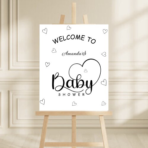 Modern minimal heart boho baby shower welcome sign