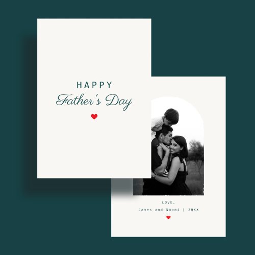 Modern Minimal Heart Custom Photo Father's Day Card