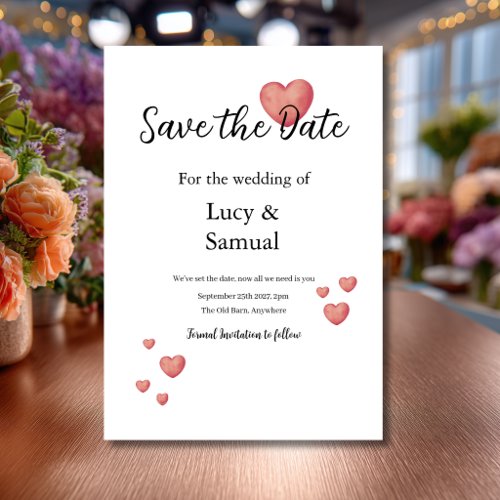 Modern Minimal Heart Save The Date Card