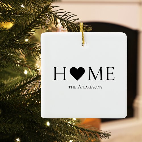 Modern Minimal Home Family Personalized Gift Ceramic Ornament