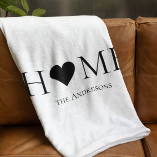 Modern Minimal Home Family Personalized Gift Fleece Blanket