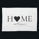 Modern Minimal Home Family Personalized Gift Kitchen Towel<br><div class="desc">Wrap your home in warmth and simplicity with this Modern Minimal “Home” Heart personalized blanket. Featuring sleek black typography with a heart replacing the “O” in “HOME, ” this elegant and timeless design is perfect for modern spaces. Add your family name to make it uniquely yours — a cozy reminder...</div>