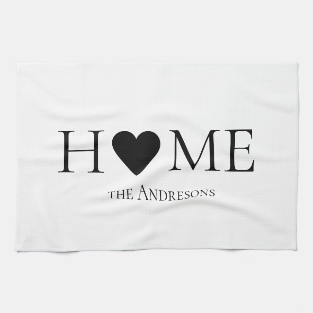 Modern Minimal Home Family Personalized Gift Kitchen Towel (Horizontal)