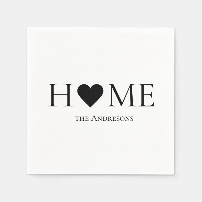 Modern Minimal Home Family Personalized Gift Napkins (Front)