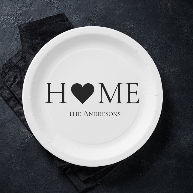 Modern Minimal Home Family Personalized Gift Paper Plates (Creator Uploaded)