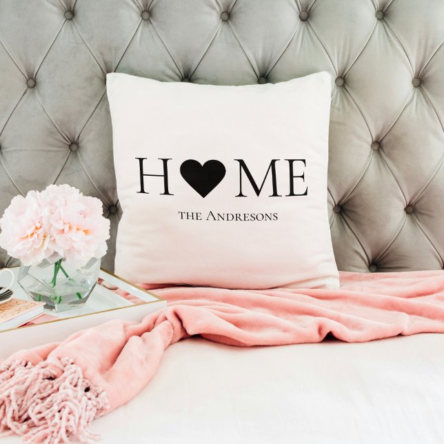 Modern Minimal Home Family Personalized Gift Throw Pillow (Creator Uploaded)