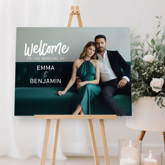 Modern Minimal Horizontal Photo Wedding Welcome Foam Board
