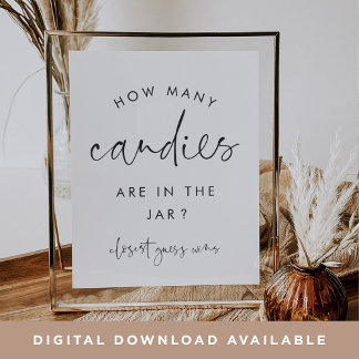Modern Minimal How Many Candies Shower Game Sign