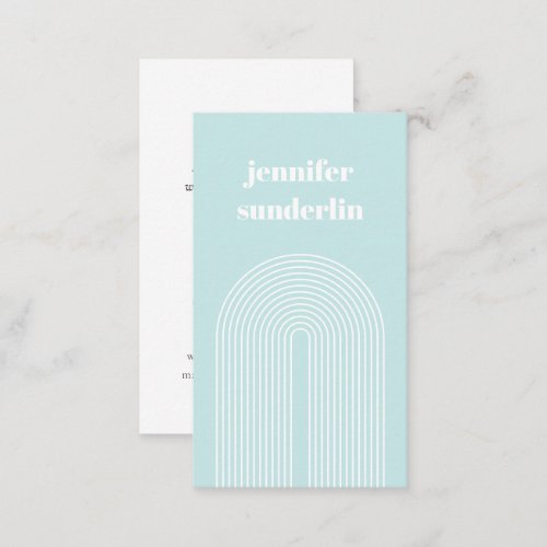 Modern Minimal Ice Blue Name Geometric Arch Business Card