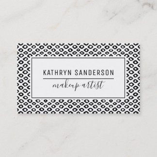 MODERN MINIMAL IKAT pattern simple black white Business Card