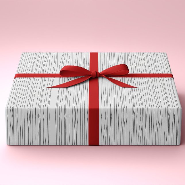 Modern Minimal Imperfect Lines Black and White Wrapping Paper (Creator Uploaded)