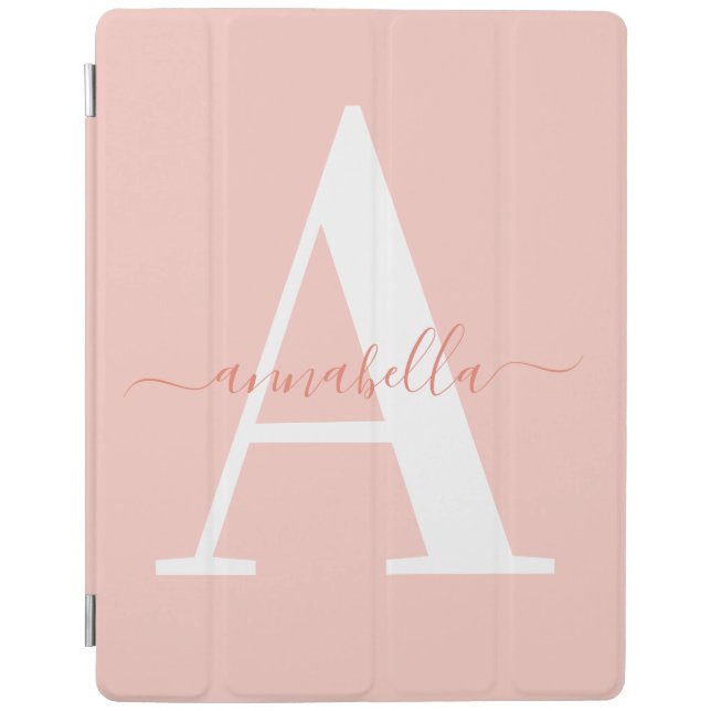 Modern, minimal initial and script text name iPad smart cover (Front)