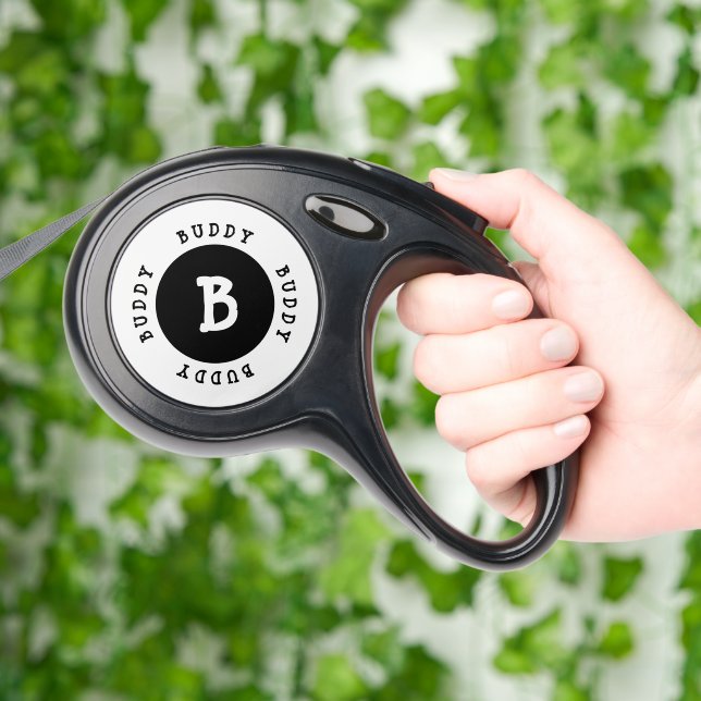 Modern minimal initial monogram retractable pet leash  (Hand)