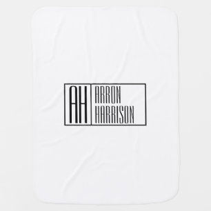 Modern Minimal Initials & Name Logo Baby Blanket