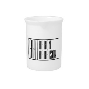 Modern Minimal Initials & Name Logo Beverage Pitcher
