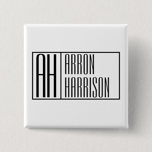 Modern Minimal Initials & Name Logo Button (Front)