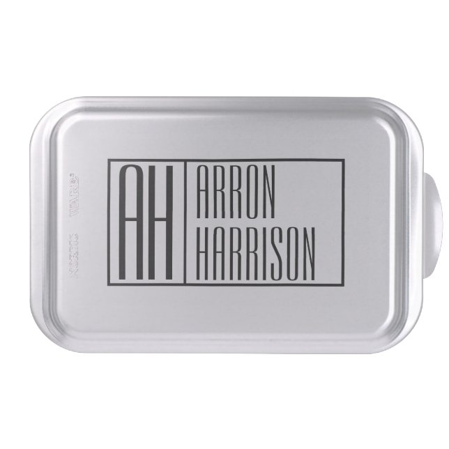 Modern Minimal Initials & Name Logo Cake Pan (Front)