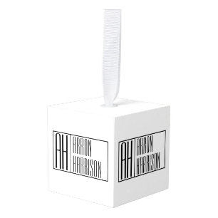 Modern Minimal Initials & Name Logo Cube Ornament