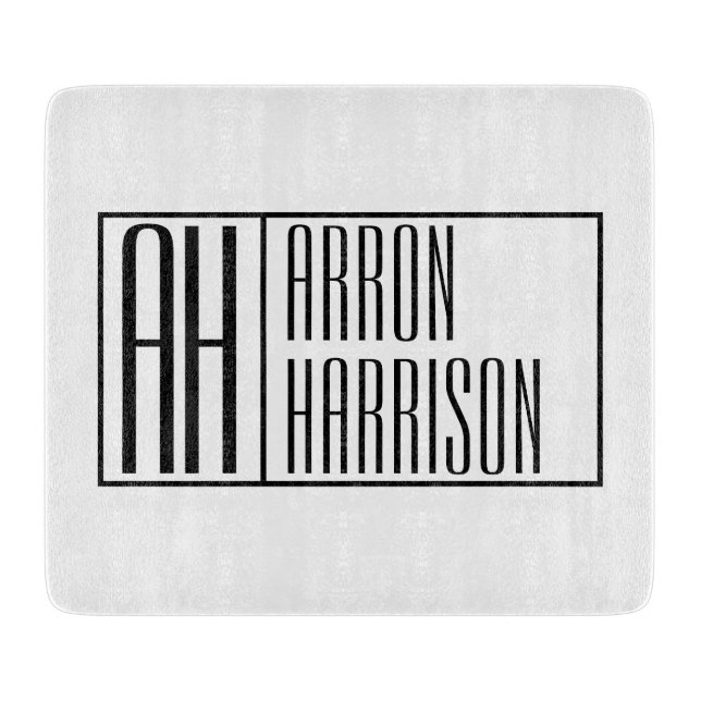 Modern Minimal Initials & Name Logo Cutting Board (Front)